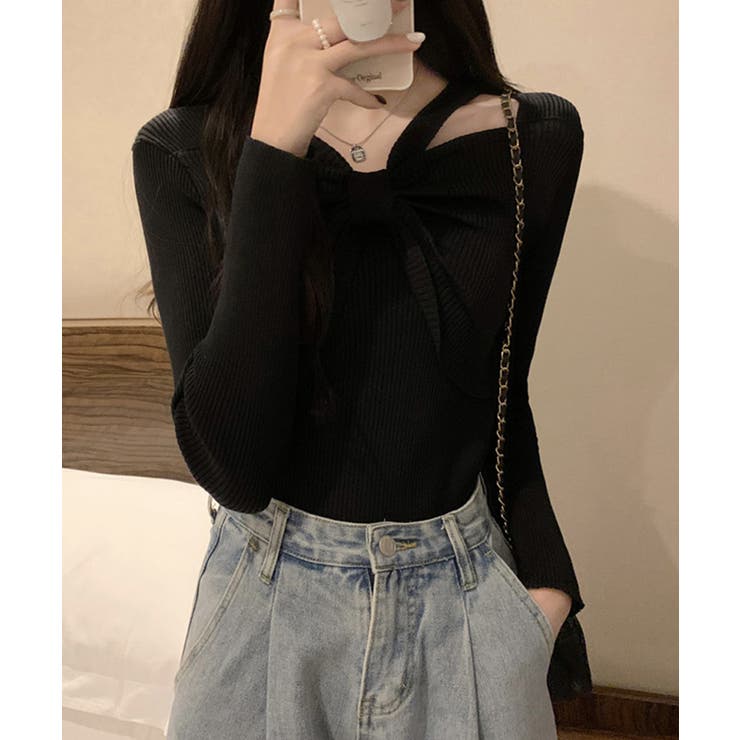 フロントリボンリブニットトップス大人秋服 | SUNSHINE CLOSET | 詳細画像5 