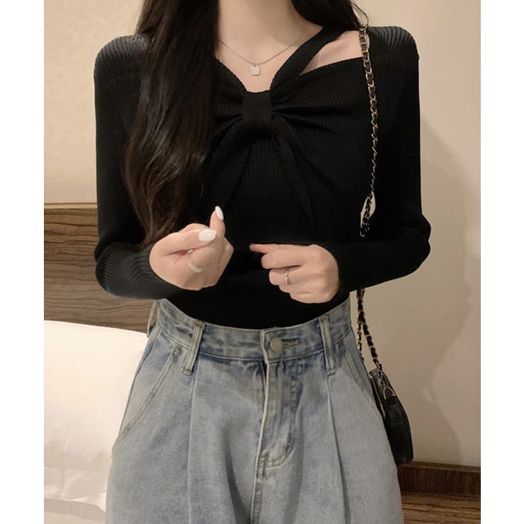 フロントリボンリブニットトップス大人秋服 | SUNSHINE CLOSET | 詳細画像6 