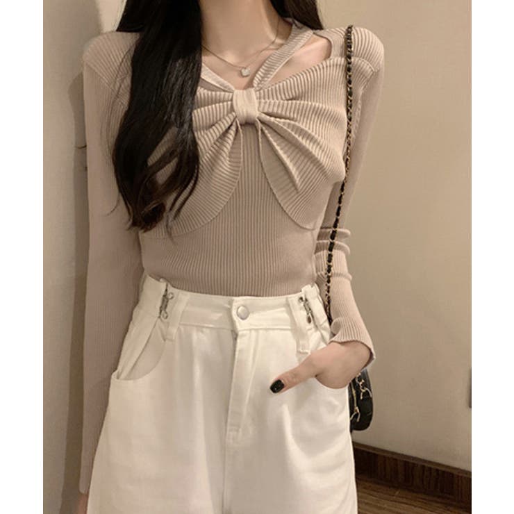 フロントリボンリブニットトップス大人秋服 | SUNSHINE CLOSET | 詳細画像7 
