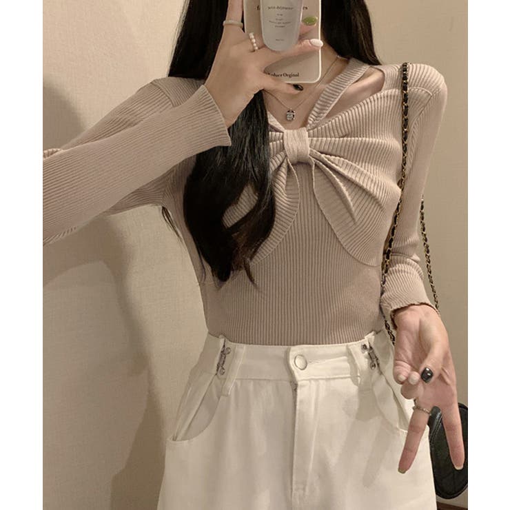 フロントリボンリブニットトップス大人秋服 | SUNSHINE CLOSET | 詳細画像8 
