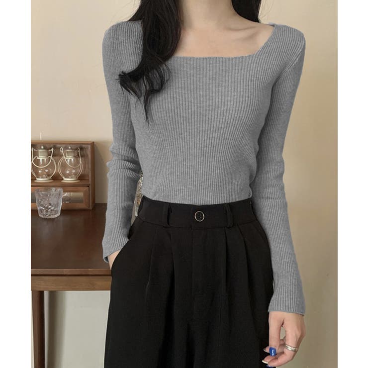 スクエアネック リブニットトップス 秋冬 | SUNSHINE CLOSET | 詳細画像5 