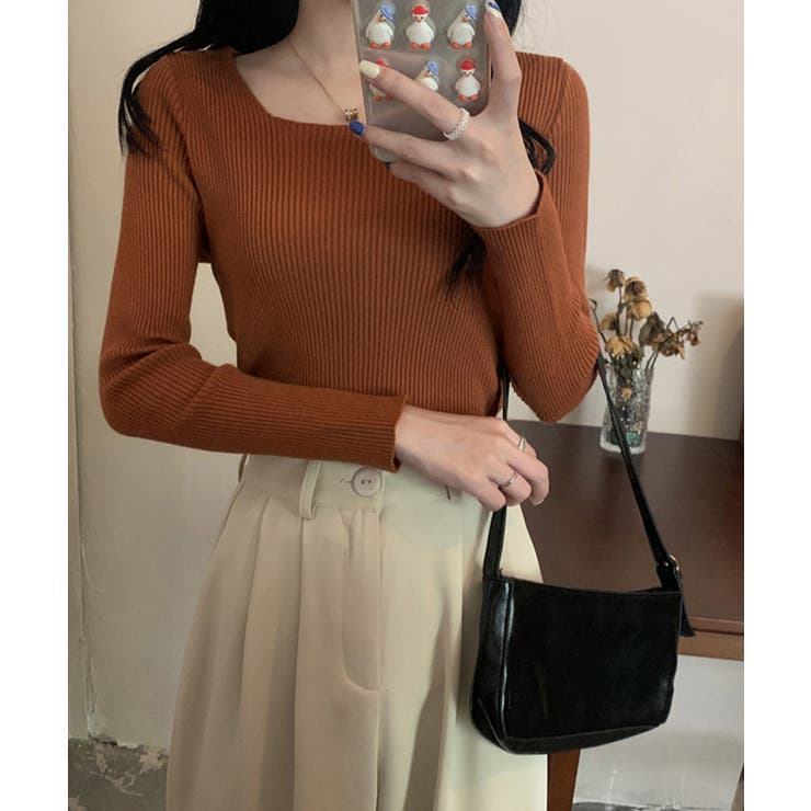 スクエアネック リブニットトップス 秋冬 | SUNSHINE CLOSET | 詳細画像6 