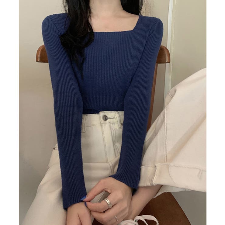 スクエアネック リブニットトップス 秋冬 | SUNSHINE CLOSET | 詳細画像7 