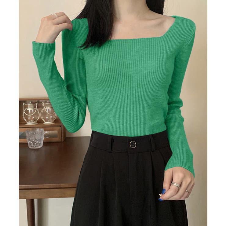 スクエアネック リブニットトップス 秋冬 | SUNSHINE CLOSET | 詳細画像8 