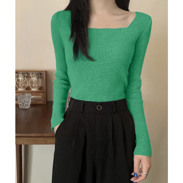 スクエアネック リブニットトップス 秋冬 | SUNSHINE CLOSET | 詳細画像9 