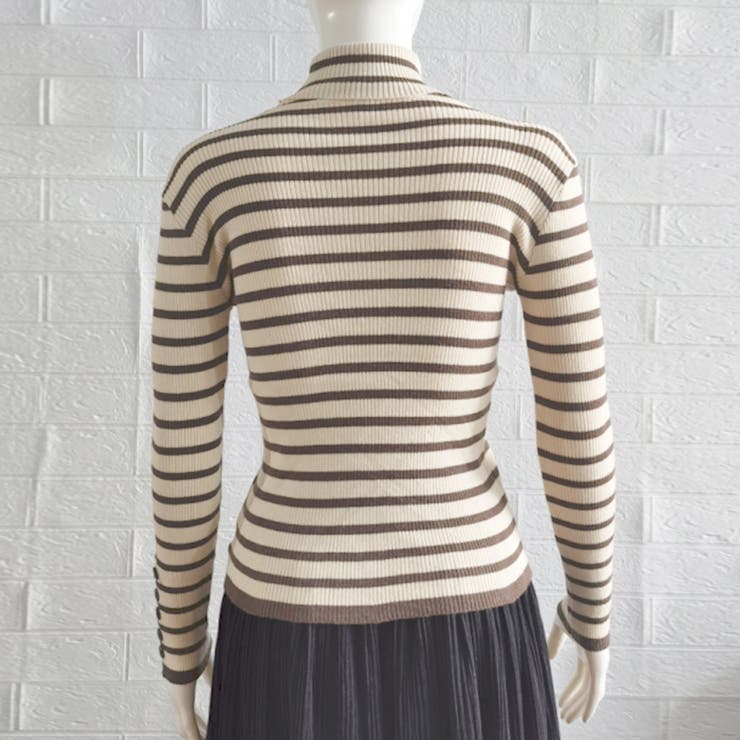 ボーダー柄ニットトップス タートルネック | SUNSHINE CLOSET | 詳細画像12 