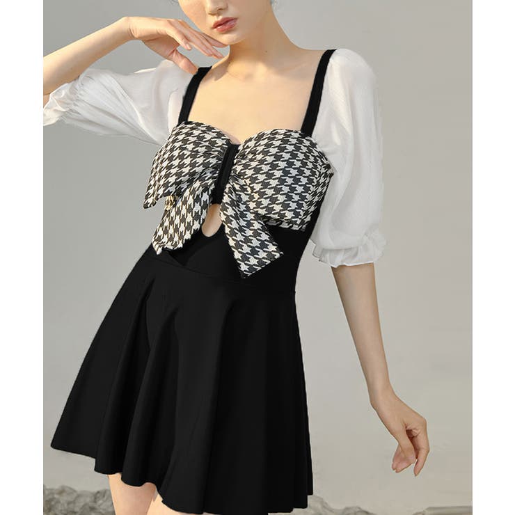 千鳥格子 ワンピース水着 パフスリーブ | SUNSHINE CLOSET | 詳細画像1 