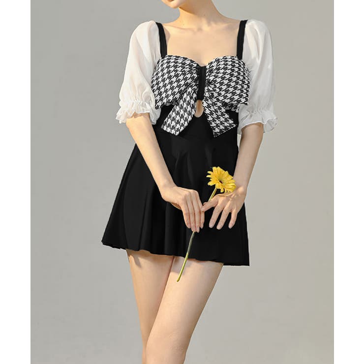 千鳥格子 ワンピース水着 パフスリーブ | SUNSHINE CLOSET | 詳細画像3 