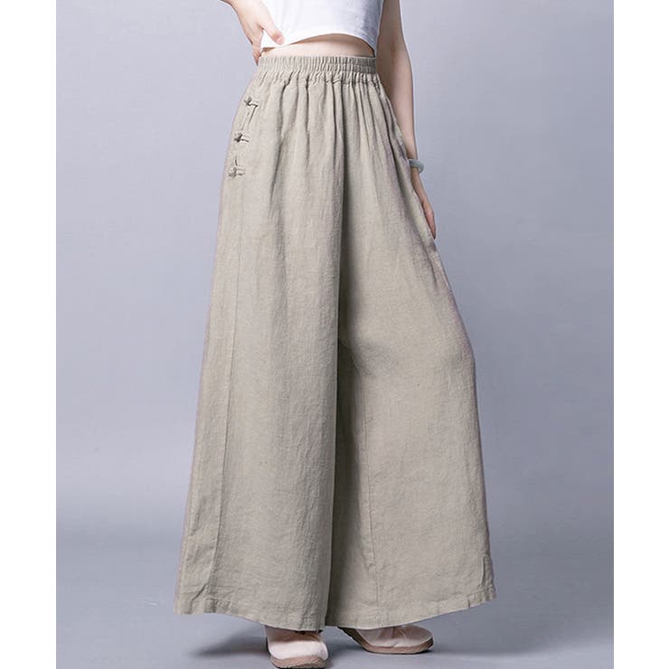 綿麻風ワイドパンツレディースリネンパンツ | SUNSHINE CLOSET | 詳細画像1 