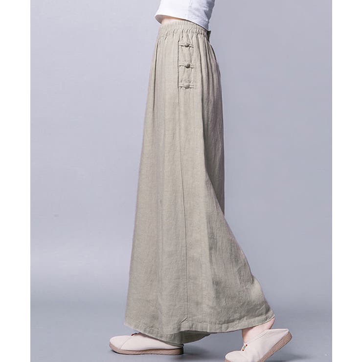 綿麻風ワイドパンツレディースリネンパンツ | SUNSHINE CLOSET | 詳細画像3 