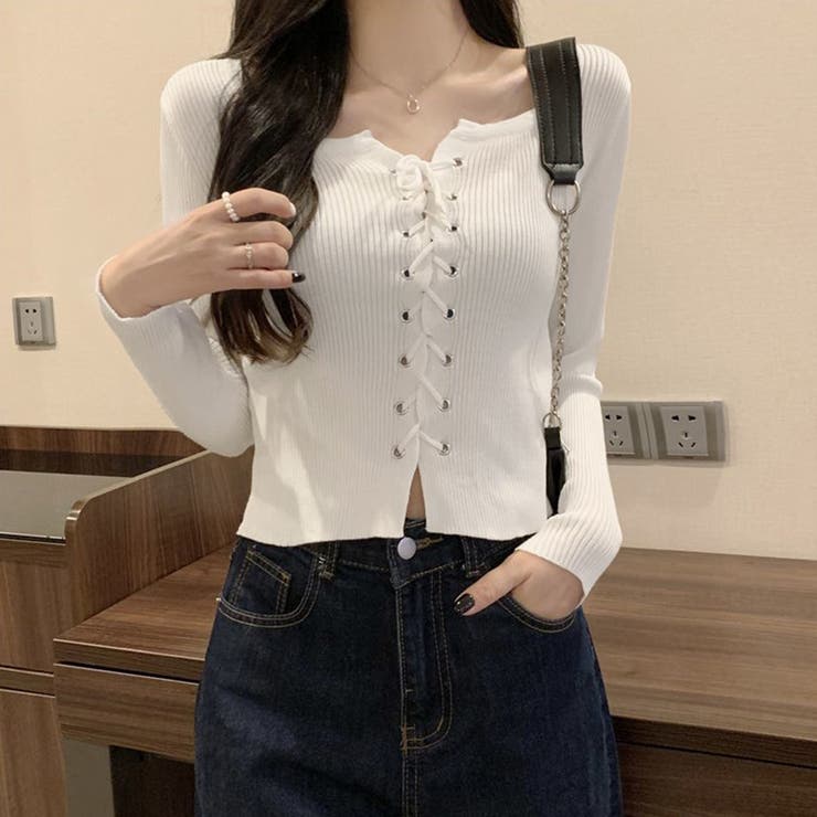 ニットトップス フロントレースアップ秋服 | SUNSHINE CLOSET | 詳細画像5 