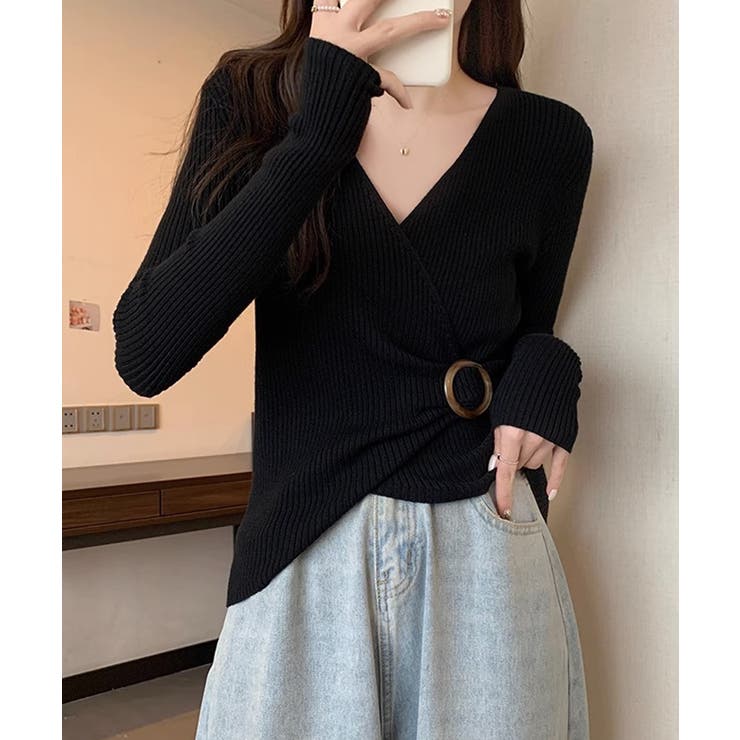 リブニット カシュクール風ニットトップス | SUNSHINE CLOSET | 詳細画像2 