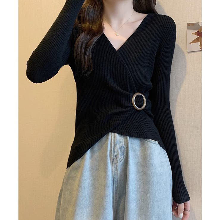 リブニット カシュクール風ニットトップス | SUNSHINE CLOSET | 詳細画像3 