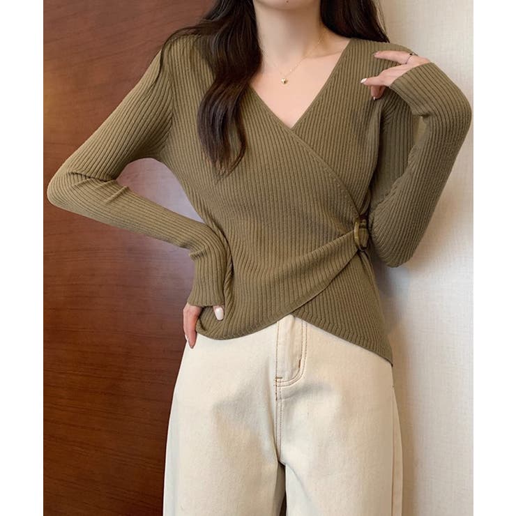 リブニット カシュクール風ニットトップス | SUNSHINE CLOSET | 詳細画像7 