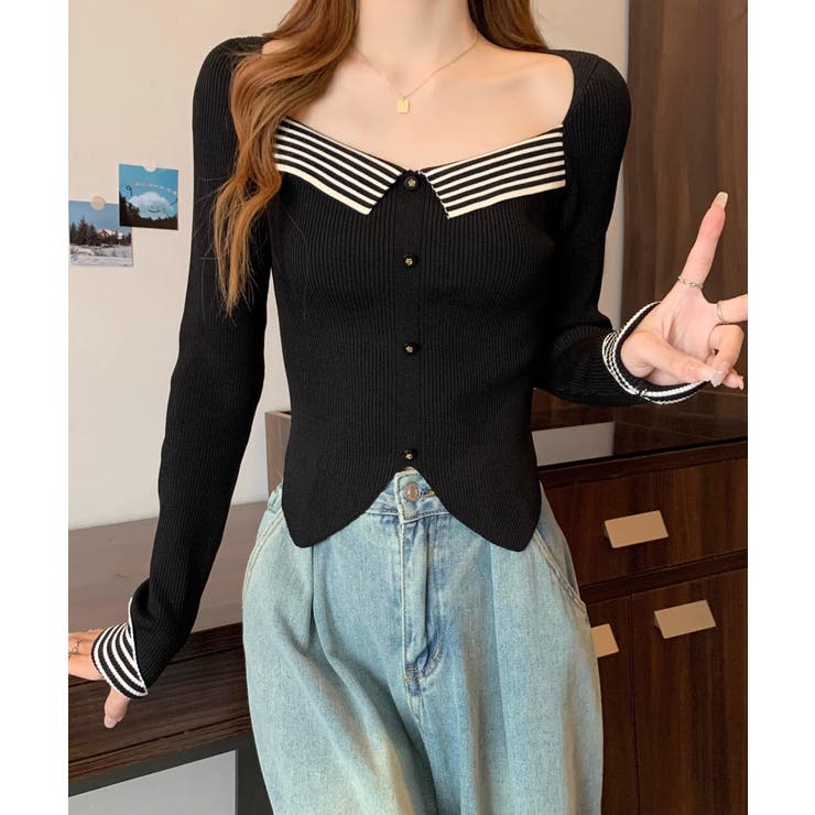 ニットトップス スクエアネック 韓国風 | SUNSHINE CLOSET | 詳細画像10 