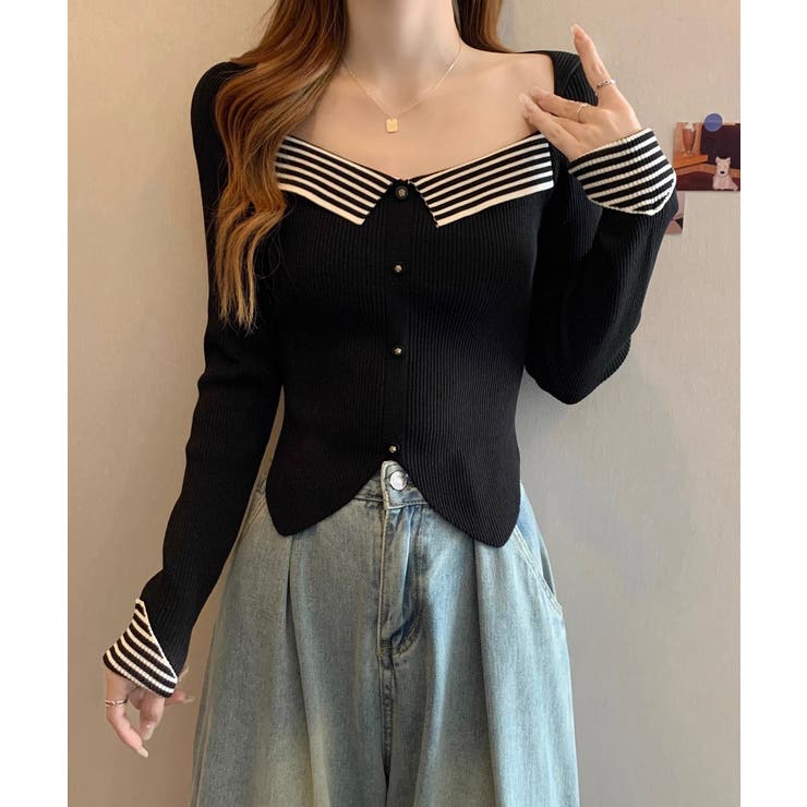 ニットトップス スクエアネック 韓国風 | SUNSHINE CLOSET | 詳細画像11 