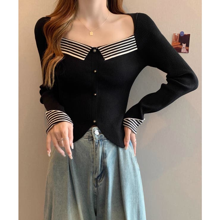 ニットトップス スクエアネック 韓国風 | SUNSHINE CLOSET | 詳細画像12 