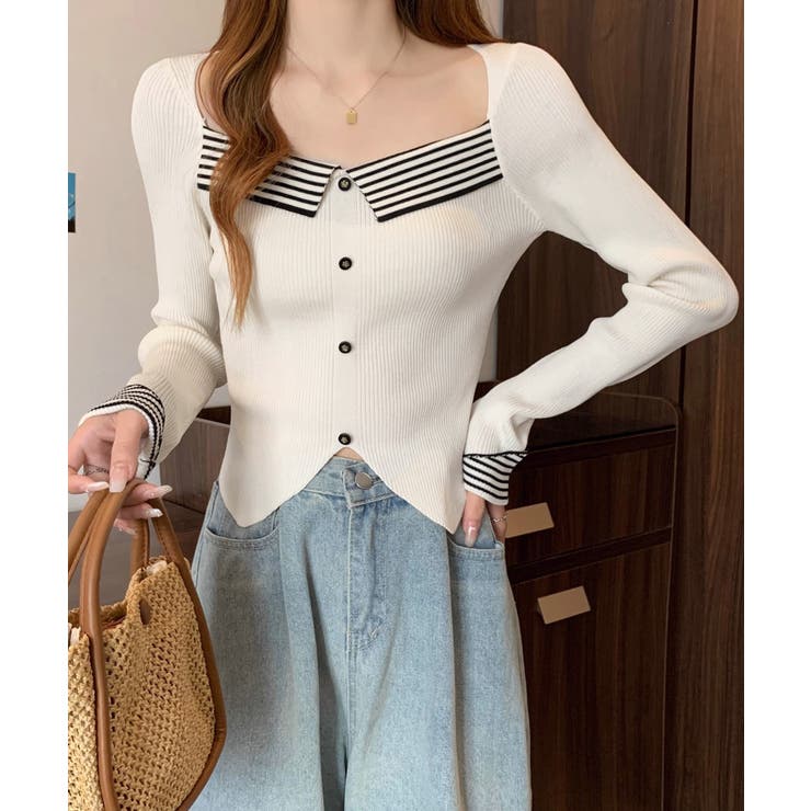 ニットトップス スクエアネック 韓国風 | SUNSHINE CLOSET | 詳細画像2 