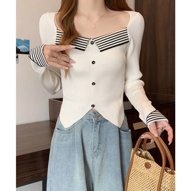 ニットトップス スクエアネック 韓国風 | SUNSHINE CLOSET | 詳細画像3 