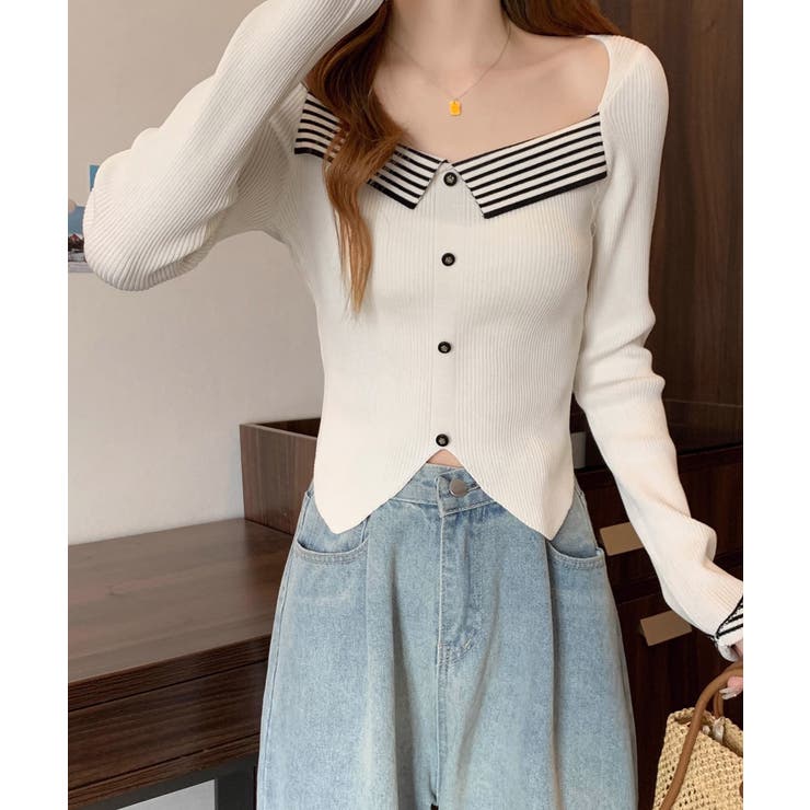 ニットトップス スクエアネック 韓国風 | SUNSHINE CLOSET | 詳細画像4 