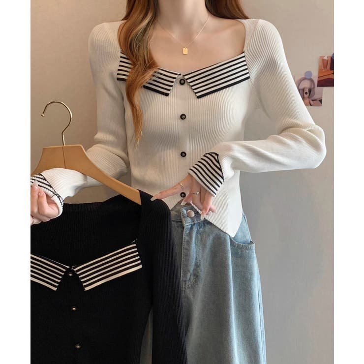 ニットトップス スクエアネック 韓国風 | SUNSHINE CLOSET | 詳細画像5 