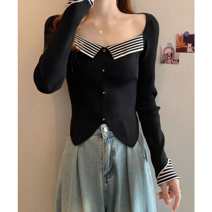 ニットトップス スクエアネック 韓国風 | SUNSHINE CLOSET | 詳細画像6 