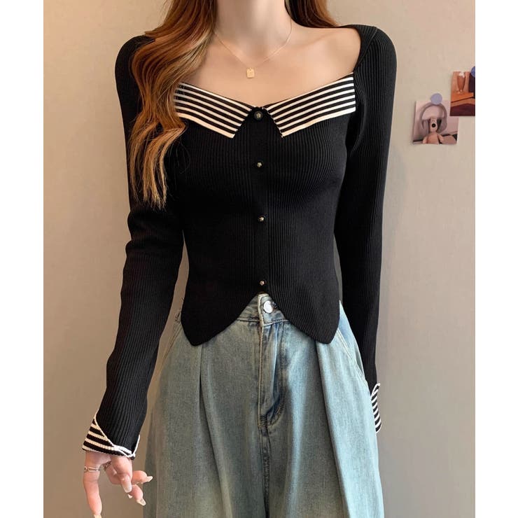 ニットトップス スクエアネック 韓国風 | SUNSHINE CLOSET | 詳細画像8 