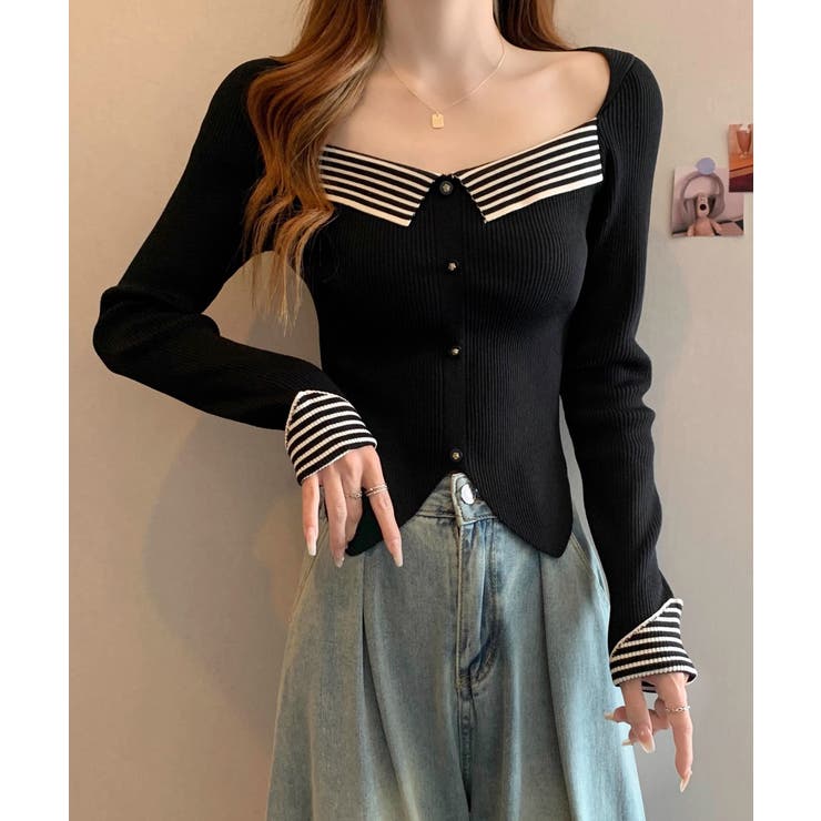 ニットトップス スクエアネック 韓国風 | SUNSHINE CLOSET | 詳細画像9 