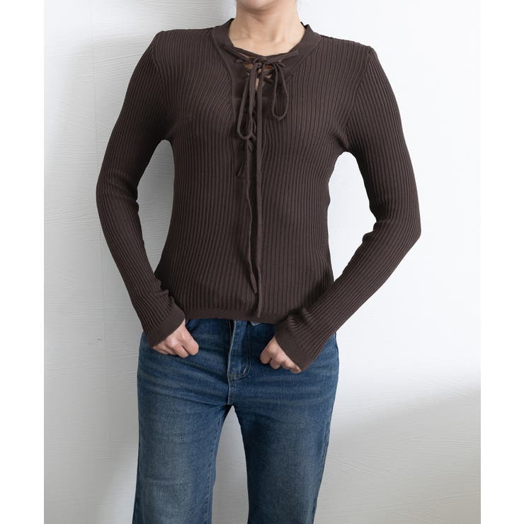 Vネックレースアップ 薄手長袖 トップス | SUNSHINE CLOSET | 詳細画像6