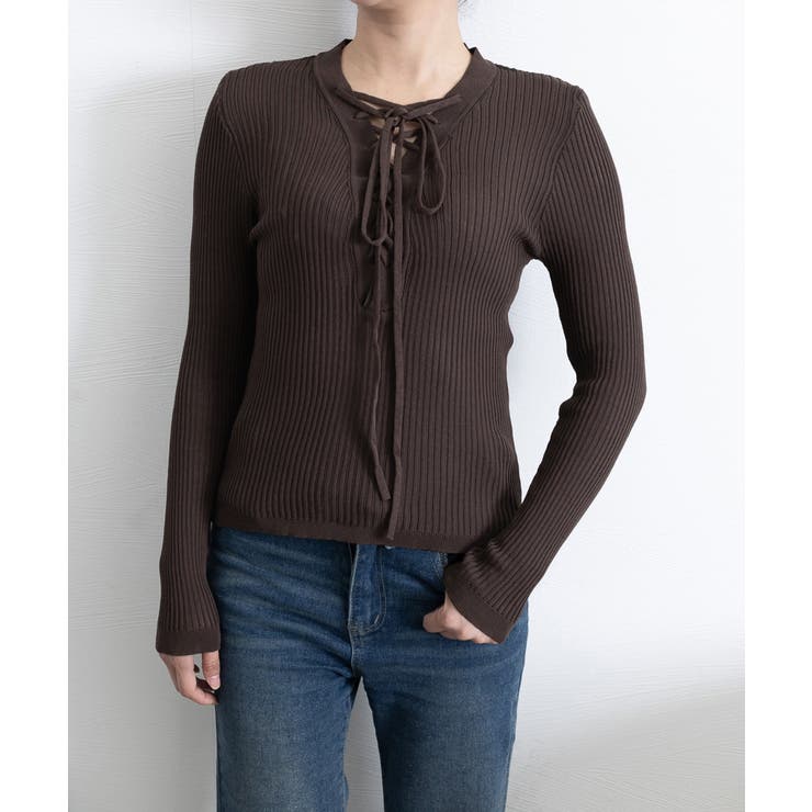 Vネックレースアップ 薄手長袖 トップス | SUNSHINE CLOSET | 詳細画像7