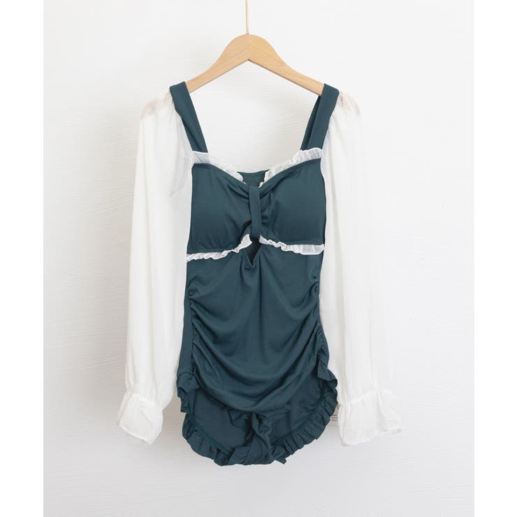 ワンピース水着 シースルー袖 体型カバー | SUNSHINE CLOSET | 詳細画像10 