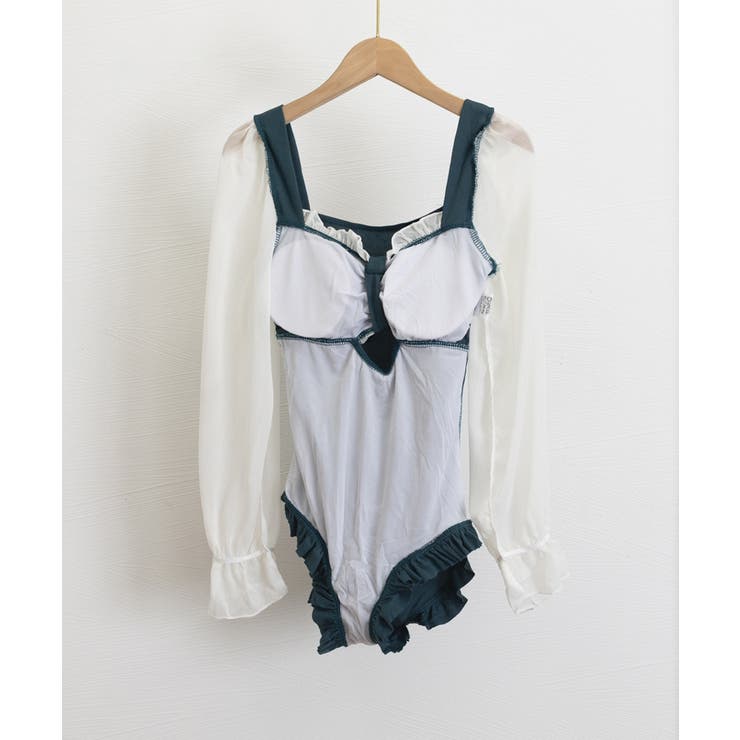 ワンピース水着 シースルー袖 体型カバー | SUNSHINE CLOSET | 詳細画像12 