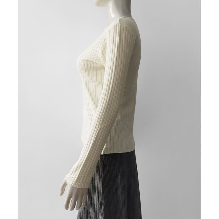 リブニットトップス 着やせ 無地 韓国風 | SUNSHINE CLOSET | 詳細画像12 