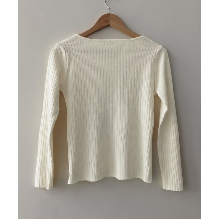 リブニットトップス 着やせ 無地 韓国風 | SUNSHINE CLOSET | 詳細画像15 