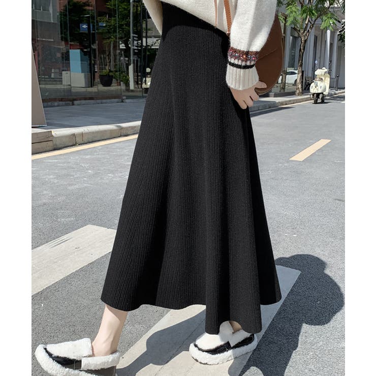 フレアニットスカート 着やせ 無地 秋冬 | SUNSHINE CLOSET | 詳細画像1 