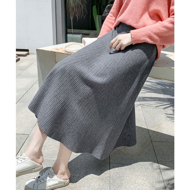 フレアニットスカート 着やせ 無地 秋冬 | SUNSHINE CLOSET | 詳細画像10 