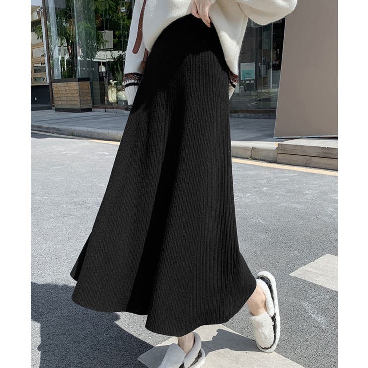 フレアニットスカート 着やせ 無地 秋冬 | SUNSHINE CLOSET | 詳細画像3 