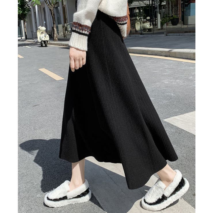 フレアニットスカート 着やせ 無地 秋冬 | SUNSHINE CLOSET | 詳細画像4 