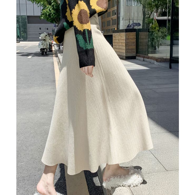 フレアニットスカート 着やせ 無地 秋冬 | SUNSHINE CLOSET | 詳細画像6 