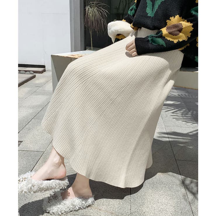 フレアニットスカート 着やせ 無地 秋冬 | SUNSHINE CLOSET | 詳細画像7 