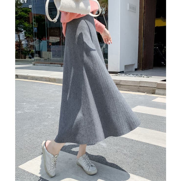 フレアニットスカート 着やせ 無地 秋冬 | SUNSHINE CLOSET | 詳細画像8 