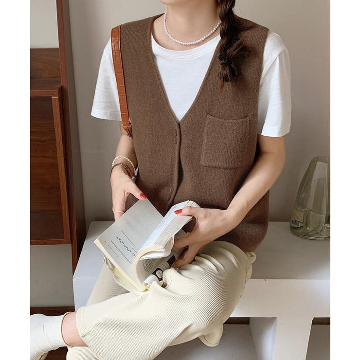 Vネックニットベスト ニットジレ 重ね着 | SUNSHINE CLOSET | 詳細画像10
