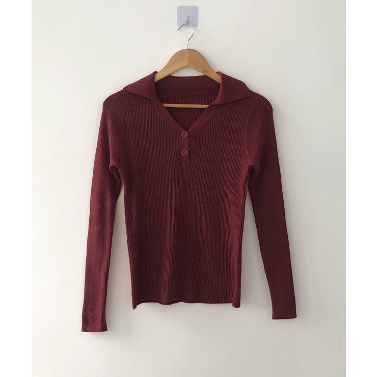 ポロニットトップス リブニット 韓国風 | SUNSHINE CLOSET | 詳細画像12 