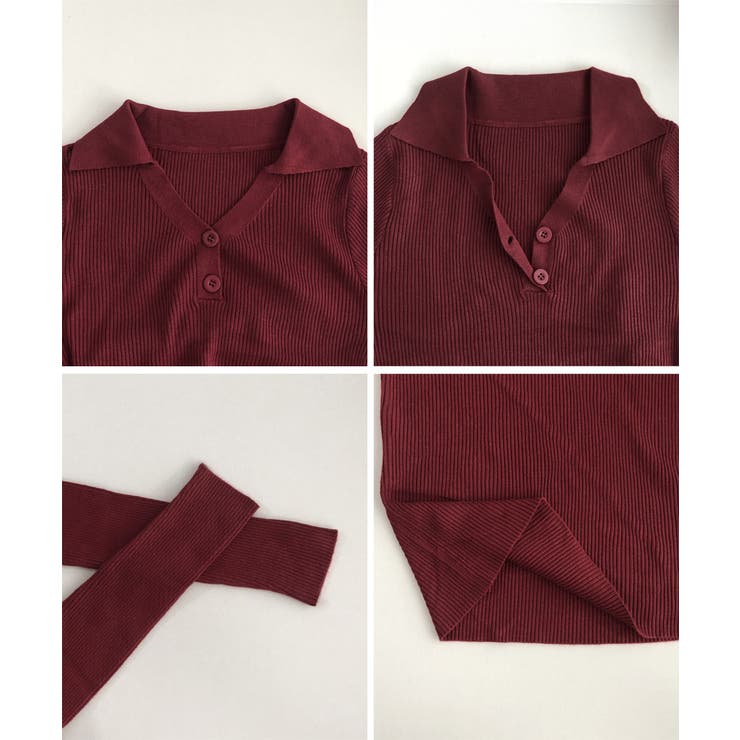 ポロニットトップス リブニット 韓国風 | SUNSHINE CLOSET | 詳細画像14 