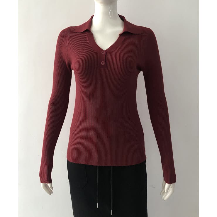 ポロニットトップス リブニット 韓国風 | SUNSHINE CLOSET | 詳細画像9 