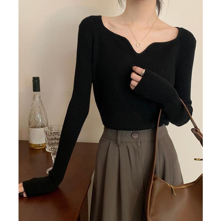 キーネック タイトリブニット 韓国風 | SUNSHINE CLOSET | 詳細画像4 