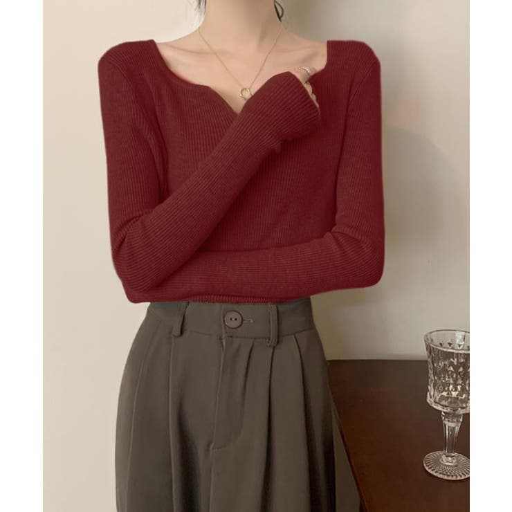 キーネック タイトリブニット 韓国風 | SUNSHINE CLOSET | 詳細画像8 