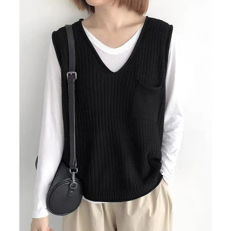 ポケット付きニットジレ ノースリーブ ニットトップス | SUNSHINE CLOSET | 詳細画像3 