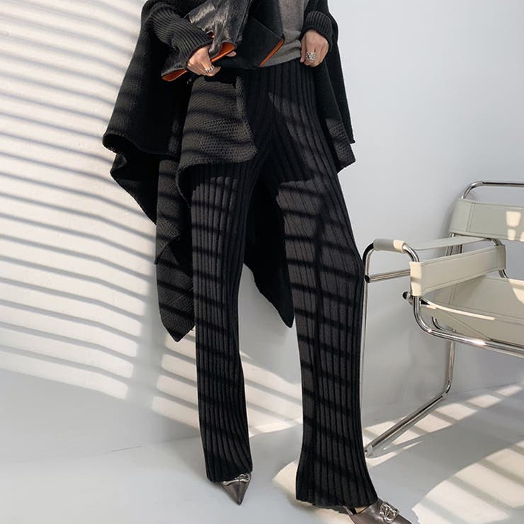 ブラック | リブ ニットパンツ パンツ | SUNSHINE CLOSET