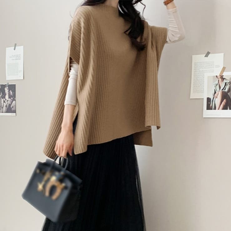 キャメルベージュ | ニットベスト レディース ニットチョッキ | SUNSHINE CLOSET